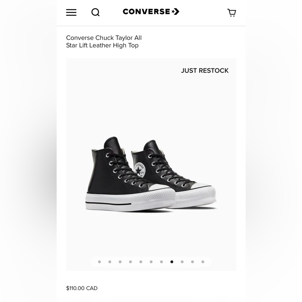 Converse Chuck Taylor All Star Lift Black Leather High Top, Women’s 7.5